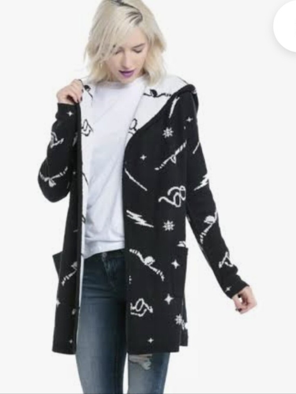 Harry Potter Symbols Hooded Flyaway Cardigan Open Front Hooded Cardigan  Gothic